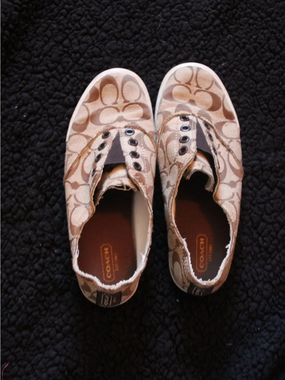Coach Beige Signature Canvas Slip-On Sneakers